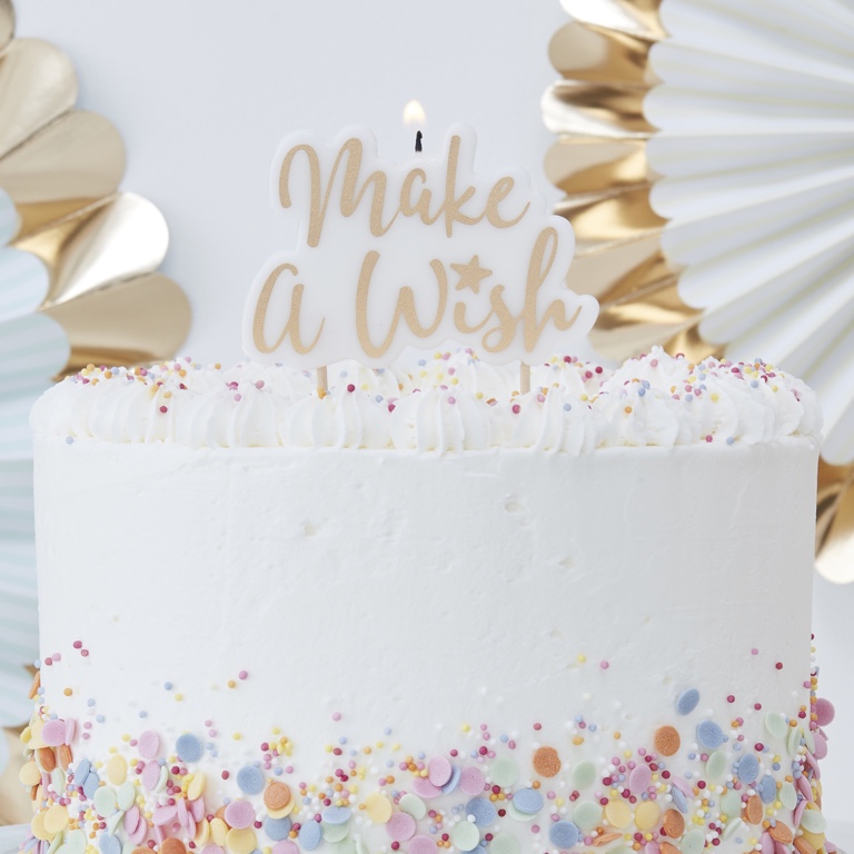 Sviečka na Tortu - Make a Wish - Zlatá
